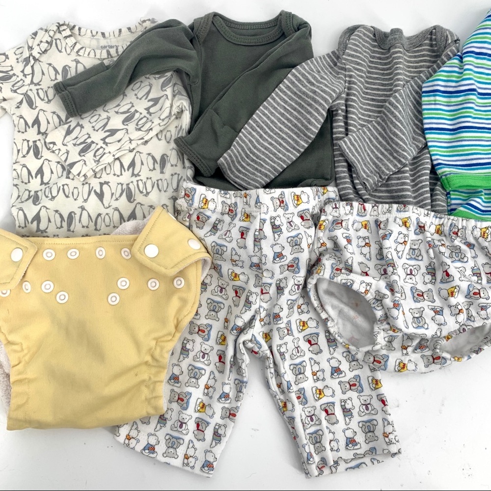 Lot 4 newborn baby boy Carter’s Circo Fuzzibunz - Picture 3 of 10